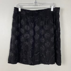 LOFT Monochrome Print‎ Mini Skirt Black Elastic Waist Mini NWT Size Large